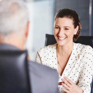 Lady speaking to customer